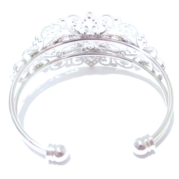 Raiders Bangle Bracelet, Adjustable Silver Filigree Cuff - Picture 3 of 3